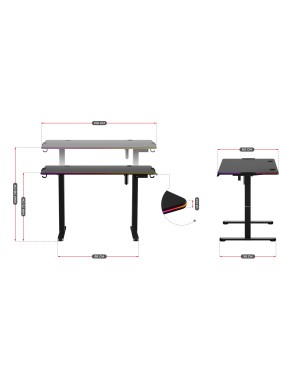 Huzaro Hero 8.2 RGB LED електрическо бюро черно